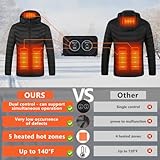 Mincoo Beheizbare Jacke Herren Damen, Winter Elektrische Herren Beheizte Jacke USB Lade Heizmantel Mit 5V 10000 mAh Akku, Warme Heizjacke für Outdoor Motorrad(S) Wandern Skifahren Camping - 5