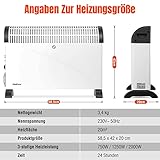 Elektroheizung Energiesparend 2000W mit Turbo-Ventilator, 24 Stunden Timer Konvektor Heizung Elektrisch, 3 Stufen Heizstufen Elektrische Heizgeräte,Geeignet für Wohnzimmer, Schlafzimmer,Büro,Mia&Coco - 2