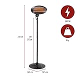 Tristar Terassenheizstrahler – 3 Leistungsstufen (650/1300/2000 Watt), auch für Wandmontage geeignet, Höhenverstellbar bis 2 Meter, IPX4 geschützt, KA-5287 - 3